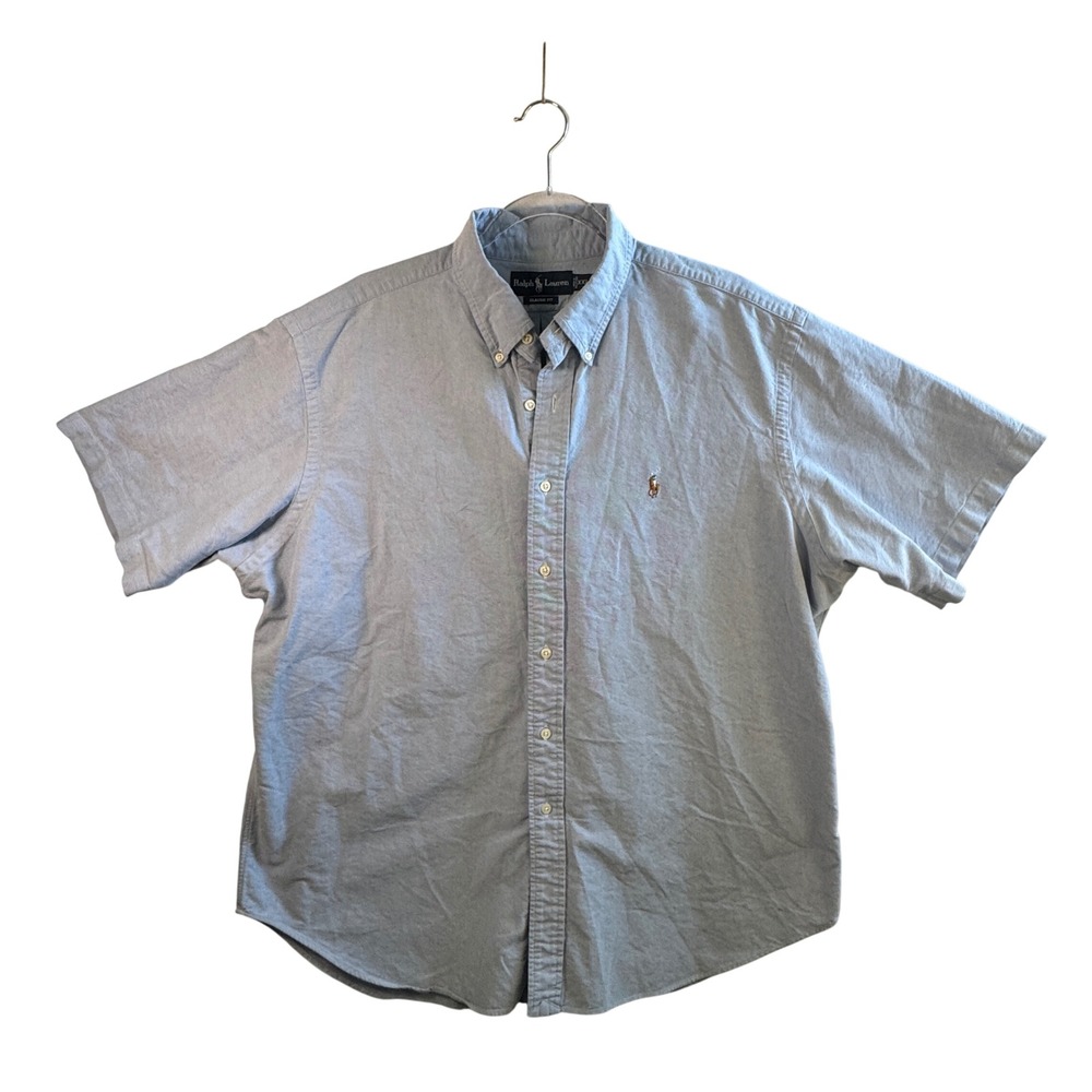 Ralph Lauren Classic Fit Oxford Shirt Cotton Blue Short Sleeve XXL Flesh Pony‎